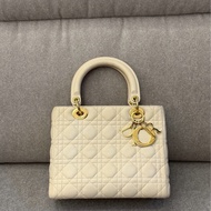 LADY DIOR中號奶油白黛妃包