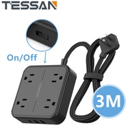 Ultra Thin Flat Extension Cord 3M with 3 USB TESSAN Ultra Thin 10FT Flat Extension Cord 4 Widely Spa
