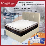 3336 Bed Frame | Frame + 12" Mattress Bundle Package | Single/Super Single/Queen/King Storage Bed | Divan Bed