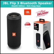 (SG) JBL Flip 3 Stealth Edition Waterproof Portable Bluetooth Speaker with Rich Deep Bass - Black