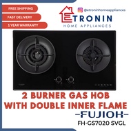 Fujioh 2 Burners Gas Hob with 1 Double Inner Flame Burner FH-GS7020 SVGL PUB | LPG