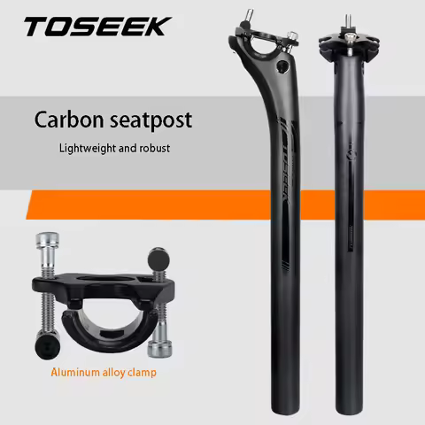 TOSEEK Bicycle Seatpost Made Of Carbon Fiber Lightweight And Robust One-piece Aluminum Alloy Clamp