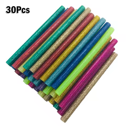 30Pcs Hot Glue Sticks Glitter Glue Sticks Colored Hot Melt Glue Repair 7×100mm For Electric Glue Gun