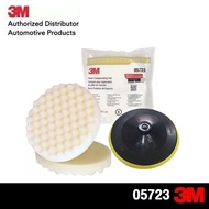 3M (x2แผ่น) ฟองน้ำขัดหยาบ สีขาว ขนาด8นิ้ว หลังสักหลาด 05723 Foam Compounding Pad + แป้นจับฟองน้ำขนาด