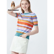Hush Puppies Hush Puppies Women's Summer Color Strip Round Neck Knit Simple Short-Sleeved T-Shirt|HD