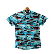 Hawaiian Shirt Chest 42 Shoulder 16.5 Length 28 Blue West Forty Nine Brand 1 Cotton (W50) Second Han