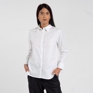 KEMEJA New stock.. M231 Broken White Long Plain Basic Women's Shirt 2454B