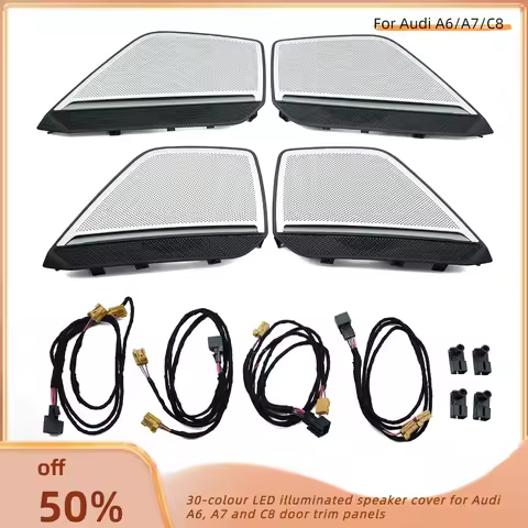 30-Colour Door Speaker Panel for Audi A6/A7/C8 4K0947355 LED Ambient Lighting Speaker Grille Door Sp