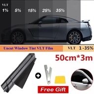 MB 【Reday Stock】1 Roll 50cm X 3m 1/5/15/25/35 Percent VLT Window Tint Film Glass Sticker Sun Shade Film for Car Protector foils Sticker Films