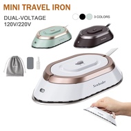 Mini Electric Dry Iron Travel Iron with Dual Voltage 120V/220V Lightweight Dry Iron for Clothes No Steam Non-Stick Ceramic Soleplate