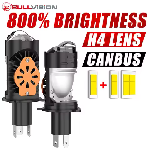 H4 Bi LED Projector Headlights Bulbs Powerful Led Mini Lens Canbus Turbo Motorcycle Car Lights Spotl