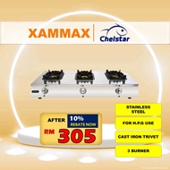 Chelstar - MS3A - Stainless Steel Gas Stove / 3 Burner Stove / Gas Cooker / Rinnai Gas Stove / Milux