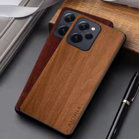 Case For Xiaomi Poco X5 X6 M6 Pro 4G 5G coque unique lightweight wooden pattern pu leather cover for