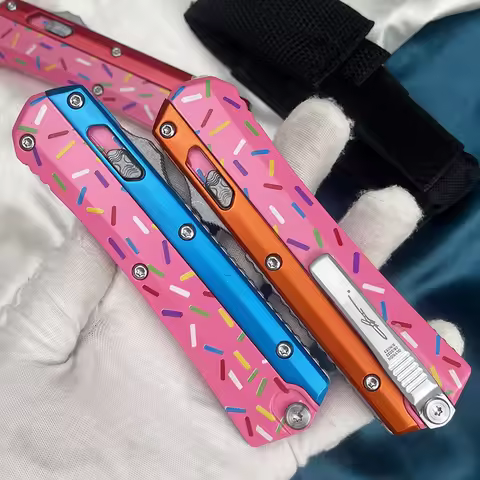 Glykon Donut Knife Micro OTF Tech Knives Sharp Blade Zinc aluminum Handle Tactical Knife Outdoor Hun