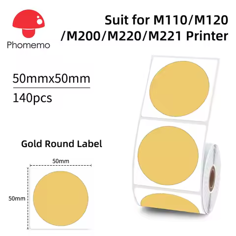 Phommeo Gold Transparent Stickers Label Printer Stickers Portable Printer Thermal Label Waterproof S