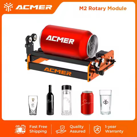 ACMER M2 Rotary Module 4-138mm Diameter Working Range Laser Y-Axis Rotary Roller Surface Engraving f