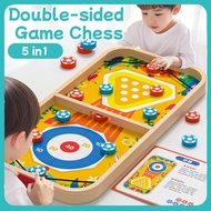 5 In 1 Wooden Board Game Multifunctional Bouncing Chess Flying Chess Family Party Games Puzzle Toy