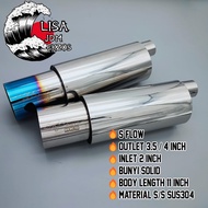 💥READY STOCK💥 HKS S Flow Exhaust Titanium Biru Stainless Steel Flat Ekzos Muffler Tabung Belakang