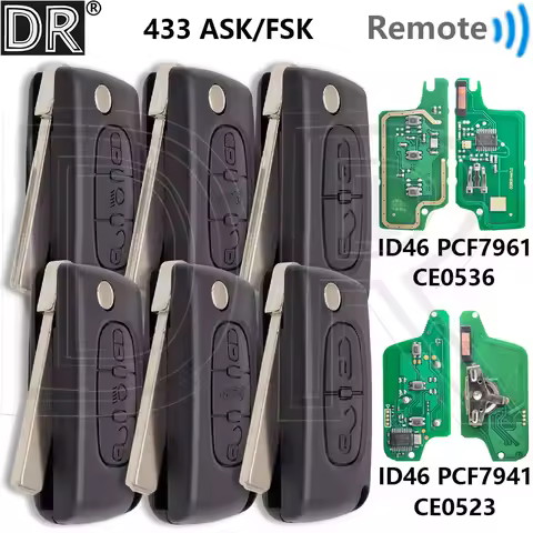 Great 433ASK/FSK CE0523/CE0536 ID46 PCF7941/PCF7961 Car Remote Key For Citroen C1 C2 C3 C4 C5 Picass