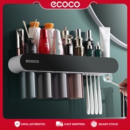 Ecoco Toothbrush holder Perforation-free wall-mounted toothbrush cup holder Toothpaste squeezer set 