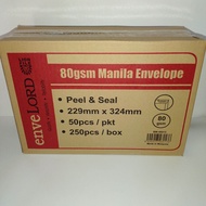 【1BOX=250PCS ! ! !】LION 9"X12 3/4" A4 Brown Envelope Manila 80gsm (229mmx324mm) (Price For 1 Box)