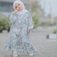 Loly Dress | Dress Anak Rayon Motif Bunga Unik | Baju Muslim Anak
