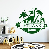 Stiker Dinding Kamar Tidur Anak Jurassic Park Custom Name Dinosaur Wall Sticker Home For Living Room