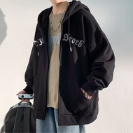 Trail Echo  แจ็คเก็ตลำลองคาร์ดิแกนรูดซิปเสื้อกันหนาวมีฮู้ดเสื้อยืดอเมริกัน Cetakan Alfabet