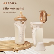 NICEPAPA 240ml Silicone Baby Milk Bottle Botol Susu Flip Cap Baby Bottle Wide Neck Baby Bottle Soft Touch Anti-colic Baby Feeding Bottle For Baby BAP Free