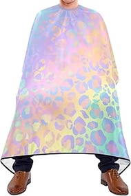 Waterproof Barber Cape - Rainbow Leopard Print Cheetah Haircut Bib for Men, Unisex Hair Cutting Cape