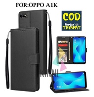 Leather Flip Cover OPPO A1K - Wallet Case Kulit - Casing Dompet Case Wallet Leather Flip Case OPPO A