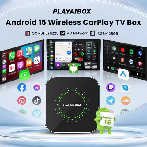 Android 15 CarPlay Ai Box Wired to Wireless Android Auto Built-in Play Store 8GB+128GB For Youtube N