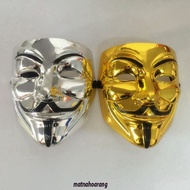 [Glossy SILVER] White metallic silver gold Hacker mask - hacker clown mask