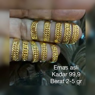 Cincin rantai atas emas 24k kadar 99