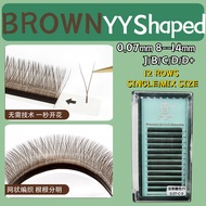 12 Row yy Dark Caramel Color Y-Shaped Knitting 0.07mm 8-15MM B/C/D Can Customize Grafted Eyelashes T