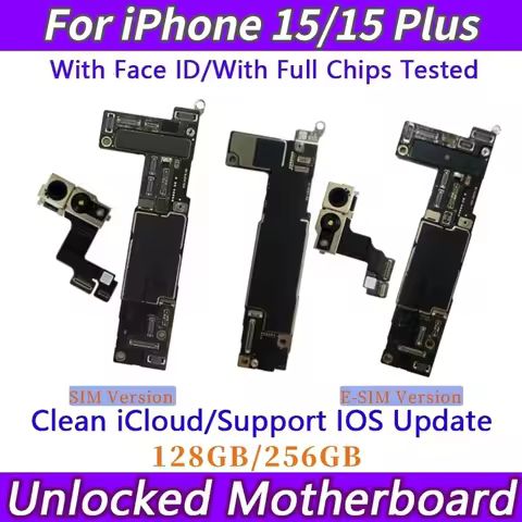 E-SIM/SIM Version With Face ID Logic Board For iPhone 15 plus Motherboard Clean iCloud Unlocked Main