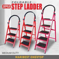 Foldable 3/4/5/6 Step Ladder Medium Duty Tangga Lipat Multipurpose Steel Stair Folding with Safety Lock and Hand Grip