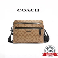 [Special offer] Original Coach classic men's shoulder bag crossbody bag side backpack beg tali pingg