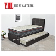 YHL Promo Single / Super Single 3 In 1 Bed With Pull Out Bed (Mattress Not Included)