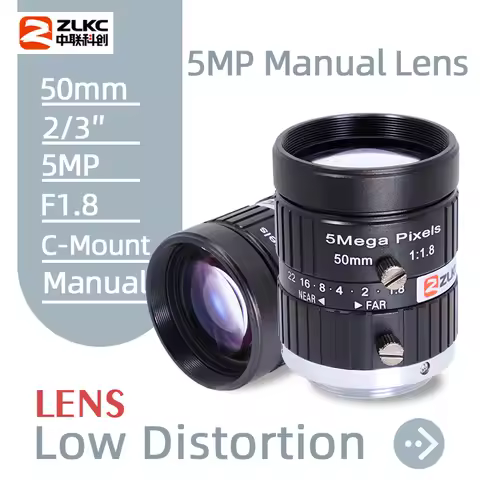 ZLKC FA C Mount 2/3 50mm Fixed Focal Length Low Distortion 5MP F1.8 5Megapixel Machine Vision Manual