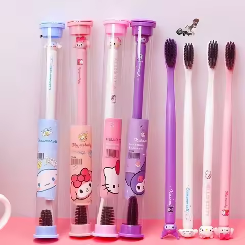 Hello Kitty Cartoon Soft-Bristle Toothbrush, Universal Travel, Portable, Gum-Friendly
