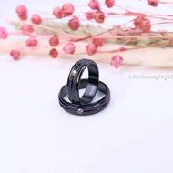 4s Grosir Solo || CINCIN TITANIUM PASIR HITAM LIST AKSEN PERMATA