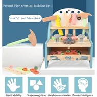 MAINAN KAYU Kids Boy Wooden Tools Set Toys Workbench Tools Set Workshop Toys Kids Wooden Tools Set T