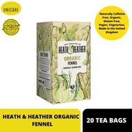 HEATH & HEATHER ORGANIC FENNEL (20 TEA BAGS). Naturally Caffeine Free, Organic, Vegan, Gluten Free, 