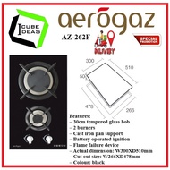 Aerogaz AZ-262F 30cm Tempered Glass Hob| Local Singapore Warranty | Express Free Home Delivery