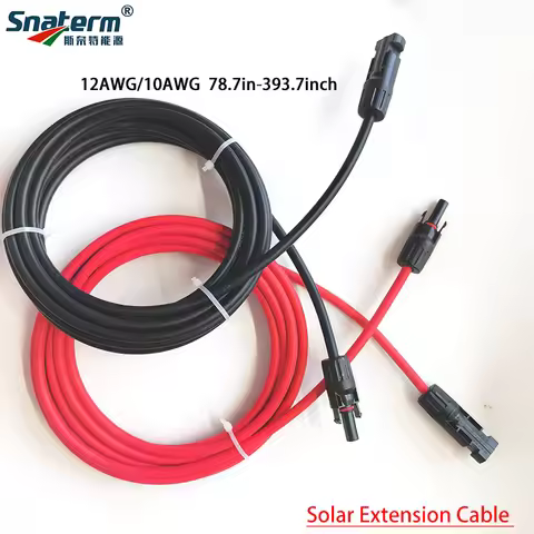 Solar Panel Cable Wire Extension PV Cable DC Rated 4mm² 6mm² 12AWG 10AWG with Solar Connectors Plugs