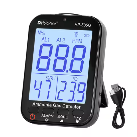 Ammonia Gas Detector, NH3 Monitor 0-100ppm with Double Alarm, Rechargeable Portable Gas Leak Detecto