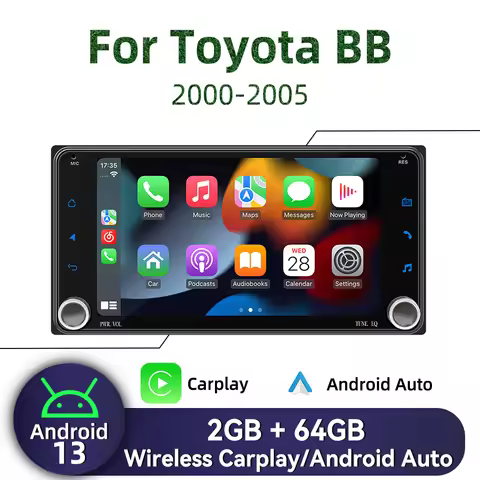 7" Screen Wireless Carplay For Toyota BB 2000-2005 Autoradio Android Car Multimedia 2 Din Radio GPS 