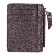 Women Simple PU Leather Wallet Zipper Solid Color Litchi Pattern Men Card Holder