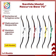V Club Archery Sanlida Medal Recurve Bow - 24" Riser - 70" Maple Wood Fiberglass Limbs - 16-38lbs LH